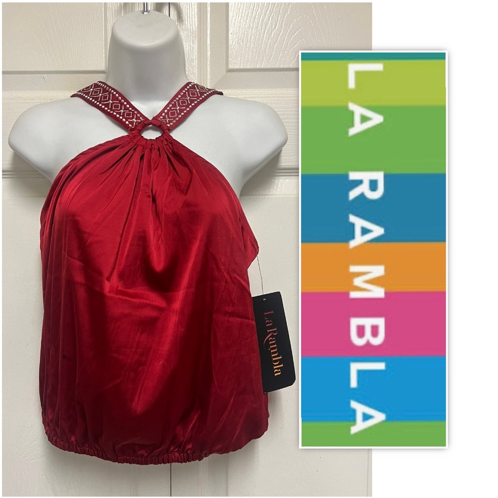 La Rambla Brick Red Halter Neckline Y2K Top